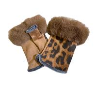 Zkydhbd 1 paio di guanti a mezze dita a prova di freddo guanti caldi con stampa leopardata guanti senza dita antivento per ciclismo all'aperto elegante scaldamani