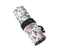 Zkydhbd 12/24/36/48/72 fori Matita Wrap Organizer Tela Penna Rotolo Bella Gatti Astuccio Scuola Forniture per Artisti, 12 fori