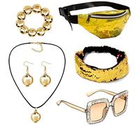 Zkydhbd 1950 1960 1970 80 Donne Discoteche Costume Set Lady Discos Accessori Orecchini Occhiali Da Sole Paillettes Fascia Neacklace Rockstars Cool Outfits