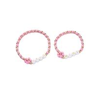 Zkydhbd 2 braccialetti impilabili con perline a forma di cuore color pesca/blu, per un look elegante ed elegante, fatti a mano, Misura unica, come descritto