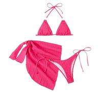 Zkydhbd 3PCS Donne Triangolo Costume Da Bagno Set Halterneck Costume Da Bagno Con Beach Wrap Dress Halterneck Beach Wear Top E Bottom Coverups