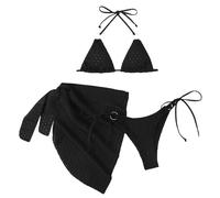 Zkydhbd 3PCS Donne Triangolo Costume Da Bagno Set Halterneck Costume Da Bagno Con Beach Wrap Dress Halterneck Beach Wear Top E Bottom Coverups