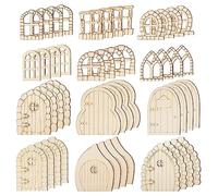 Zkydhbd 48Pcs Porta delle fate Artigianato Non Verniciato Casa Delle Fata Porte Legno Incompiuto Dente Fairy Porta Miniature Porte Giardino