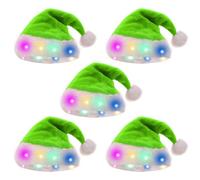 Zkydhbd 5 Pz/pacco Cappello di Natale Illumina Cappelli di Babbo Natale Con Luci A LED Colorate/Calde Per Il 2024 Capodanno Festività Cappello Di Natale Per Le Foto