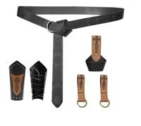 Zkydhbd 6 Pz/set Medievale Rinascimento Costume Set Cuoio DELL'UNITÀ di elaborazione Cintura Bracciali Bracciali Spade Titolare Per Halloween Cosplay, Set 6 pezzi kaki, Taglia unica