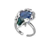 Zkydhbd Anelli a goccia leggeri regolabili a forma di fiamma blu verde gradiente pietre di zirconia accessori per le dita per l'uso quotidiano Design unico da donna, Misura unica, come descritto, come