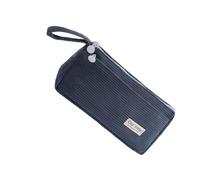 Zkydhbd Astuccio in velluto a coste con 2 scomparti per studenti e adulti, grande capacità, organizer per penne, trousse da viaggio, trousse per trucchi di grande capacità, Blu