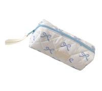 Zkydhbd Astuccio multiuso per penne di grande capacità, 19,5 x 8,5 x 7,4 cm, astuccio da viaggio per penne da viaggio, borsa per trucchi per ragazze e donne, astuccio in poliestere, Blu bianco