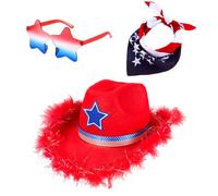 Zkydhbd Bandiera America Costume Accessorio Occhiali Da Sole Cow Boy Caps Paisley Bandana Per Il 4 Di Luglio Festa Delle Indipendenze Festa Della Bandiera Costumi Accessori