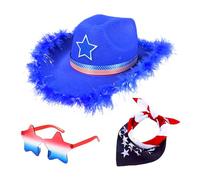 Zkydhbd Bandiera America Costume Accessorio Occhiali Da Sole Cow Boy Caps Paisley Bandana Per Il 4 Di Luglio Festa Delle Indipendenze Festa Della Bandiera Costumi Accessori