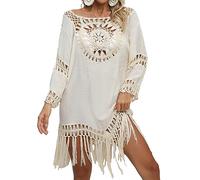 Zkydhbd Bikini a maniche lunghe Coverup Hollow Out Costume da bagno Wrap Dress Costumi da bagno Cover Up per ragazza SPA Beach Party Piscina Crochet per le donne Nappe Costume da bagno