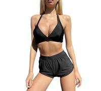 Zkydhbd Bikini Per Ragazze Adolescenti Costumi Da Bagno Imbottito Push Up Costumi Da Bagno Da Donna Tre Pezzi Atletico Ragazzo Pantaloncini Sportivi Costumi Da Bagno Con Boyshort Fondo