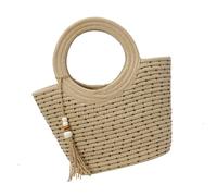 Zkydhbd Borsa a tracolla in paglia intrecciata creativa borsa leggera traspirante borse da spiaggia vacanze spaziosa borsa per spostamenti quotidiani elegante borsa per vacanze al mare, cachi, One