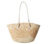 Zkydhbd Borsa a tracolla in paglia intrecciata variopinta da donna di grande capacità coreana moda a contrasto di colore borsa per la vacanza in spiaggia borsa tessuta femminile, C, One Size