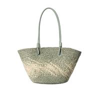 Zkydhbd Borsa a tracolla in paglia intrecciata variopinta da donna di grande capacità coreana moda a contrasto di colore borsa per la vacanza in spiaggia borsa tessuta femminile, A, One Size