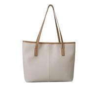 Zkydhbd Borsa PU Borsa Grande Capacità Shopping Versatile Spalla Per La Ragazza Donne Moda Trendy Scuola Libri Borse Grande Capacità Borsa a Tracolla, Beige, One Size