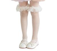 Zkydhbd Calze a rete Calze Vestito Ragazza Pizzo Trim Sopra Il Ginocchio Calze Cavate AntiMosquito Ragazza Vestito Bambini Traspirante, Beige, Taglia unica