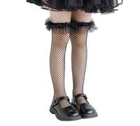 Zkydhbd Calze a rete Calze Vestito Ragazza Pizzo Trim Sopra Il Ginocchio Calze Cavate AntiMosquito Ragazza Vestito Bambini Traspirante, Nero , Taglia unica