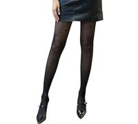Zkydhbd Calze leggere in nylon 40D con disegni floreali a forma di cuore cintura antiscivolo confortevole leggings elastici primavera autunno senza cuciture bordo senza segni collant, Nero , Taglia