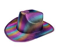 Zkydhbd Cappello Panama glitterato color arcobaleno per ragazze adolescenti cappelli per carnevale festival musicale
