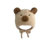 Zkydhbd Cappello per neonato berretto per sci campeggio cartone animato orso lavorato a maglia invernale per ragazzo ragazza unisex 6-36 mesi peluche cappello caldo bambino, Beige, Taglia unica