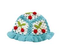 Zkydhbd Cappello pieghevole unisex lavorato a maglia con ciliegie impreziosito da ciliegie per spostamenti quotidiani e attività in spiaggia, componenti in acrilico robusto, portatile, unisex, blu