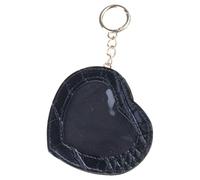 Zkydhbd Cartone animato a forma di cuore porta badge portachiavi anime ciondolo pin ciondolo in pelle PU display borsa protettiva per studenti e collezionisti miglioramento personale, Nero , One Size