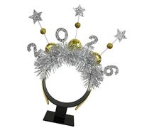 Zkydhbd Cerchietto per capelli elegante per feste 2026, color oro e argento scintillante, per conto alla rovescia di New York, foto, riunioni di famiglia, servizi fotografici, decorazione per capelli