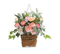 Zkydhbd Cestino da appendere alla porta, ghirlanda anteriore con bellissimo cartello di benvenuto con primavera artificiale, per casa, portico, casa colonica, decorazione da appendere
