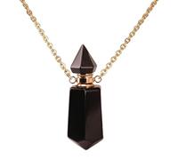 Zkydhbd Collana con ciondolo a forma di bottiglia con diffusore di olio, in acciaio inox, da donna, lunghezza regolabile, gioiello per feste, as show, Cristallo naturale