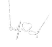 Zkydhbd Collana con ciondolo in acciaio inox a forma di battito cardiaco ECG minimalista per gli appassionati di ospedale e regalo ECG battito cardiaco, Misura unica, come descritto, come descritto