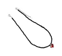 Zkydhbd Collana con perline di cristallo nero con ciondolo a forma di cuore, lunghezza regolabile, girocollo elegante per donne alla moda