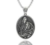 Zkydhbd Collana da uomo con ciondolo religioso in acciaio inossidabile con ciondolo religioso e catena per il collo, as show, Acciaio al titanio