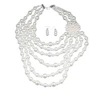 Zkydhbd Collana lunga e orecchini alla moda imitazione perle collana moderna set di gioielli adatto per donne e ragazze alla moda accessori alla moda, Misura unica, come descritto, come descritto
