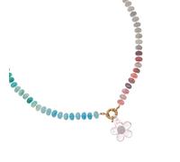 Zkydhbd Collana multicolore con perline a forma di fiore, catena regolabile, per tutti i giorni, alla moda, collana versatile per abiti, Misura unica, come descritto, come descritto