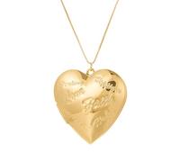 Zkydhbd Collana vintage con medaglione a forma di cuore con incisioni floreali, catena regolabile con ciondolo per foto, accessorio per donne, as show, Rame