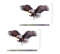 Zkydhbd Confezione da 2 statue realistiche a forma di gufo con nastro riflettente per il controllo degli uccelli in giardini e patii all'aperto set di decorazioni da appendere