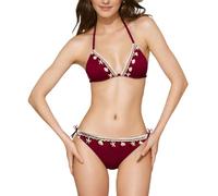 Zkydhbd Costume da bagno da donna, 2 pezzi, con allacciatura al collo, ad asciugatura rapida e traspirante, per vacanze al mare o feste in piscina