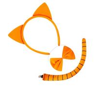 Zkydhbd Costume da gatto con orecchie di gatto, coda e papillon, tutù, gonna, costume per Halloween, cosplay, accessorio per feste di Halloween