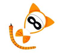 Zkydhbd Costume da gatto con orecchie di gatto, coda e papillon, tutù, gonna, costume per Halloween, cosplay, accessorio per feste di Halloween
