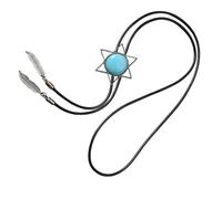 Zkydhbd Cravatta da uomo in finta pelle, stile western, stile vintage con turchese, gioiello con piume, collana con ciondolo, D, Taglia unica