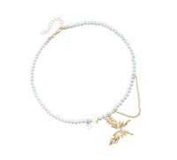 Zkydhbd Delicata collana con ciondolo a frangia con perle e ciondolo a forma di cuore con farfalla in cristallo, per abbigliamento da sera casual, accessorio leggero per tutti i giorni