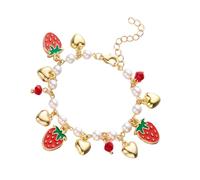 Zkydhbd Delicati gioielli da polso a forma di cuore con perline a forma di frutta, struttura in lega, adatti per persone in cerca di gioielli individuali, eleganti e per feste, Misura unica, come