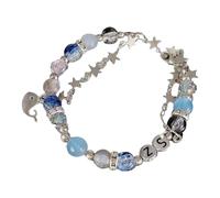 Zkydhbd Elegante braccialetto con perline a forma di stella blu, realizzato in lega di vetro, per una vestibilità comoda e unica