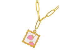 Zkydhbd Elegante collana a catena in acciaio inossidabile ispirata alla fragola, accessorio versatile per abiti formali e casual, gioielli regalo in acciaio inossidabile, Misura unica, come descritto