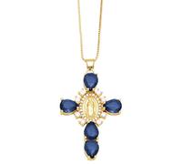 Zkydhbd Elegante collana con ciondolo a forma di croce con strass scintillanti, per matrimonio e uso quotidiano, as show, lega strass