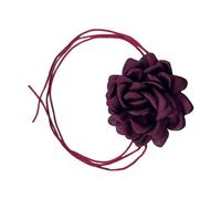 Zkydhbd Elegante collana con fiore di rosa, collana con fiore finto, catena per donne e ragazze, accessorio girocollo accattivante, as show, Tessuto