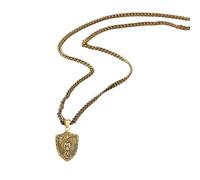 Zkydhbd Elegante collana da uomo con ciondolo a forma di arcangelo in acciaio inox, con ciondolo a forma di scudo angelico, as show, Acciaio al titanio