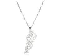 Zkydhbd Elegante collana in metallo con mappa del Libano, lunghezza regolabile, per uomini e donne, gioiello girocollo alla moda, as show, Acciaio al titanio