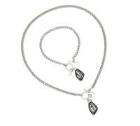 Zkydhbd Elegante set di gioielli con diamanti neri come collana acrilica 2 pezzi anelli per le occasioni speciali Set di accessori alla moda diamanti neri, Misura unica, come descritto, come descritto